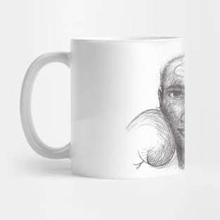 Woman Boxer with Boxing Gloves Black and White Hand Drawn Illustration Mug